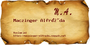 Maczinger Alfréda névjegykártya